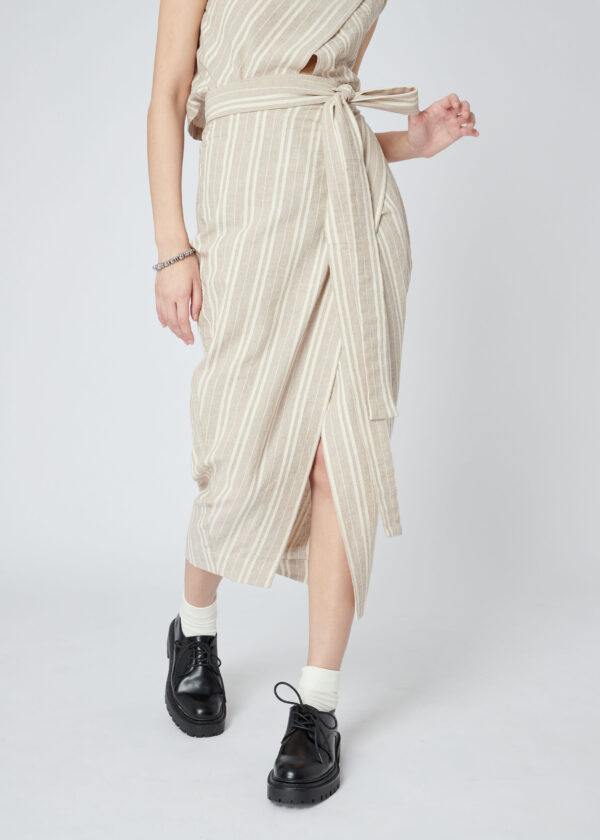 Urban Ethnic Wrapping Skirt (BrownWhite)